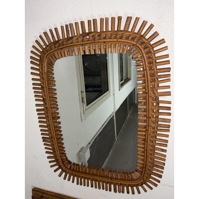 1960s Vintage Mirror in Bamboo, 1960s For Sale - Image 5 of 11