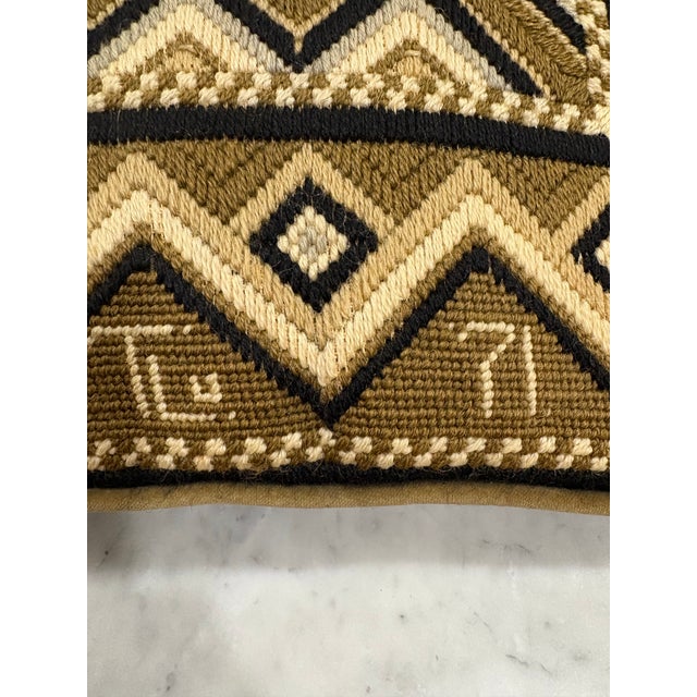 Celebrate the artistry of vintage needlework with this stunning handmade Bargello pillow, crafted in 1971 by the late...