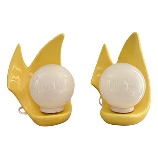 Bright Yellow Pop Table Lamps, 1980, Set of 2 For Sale