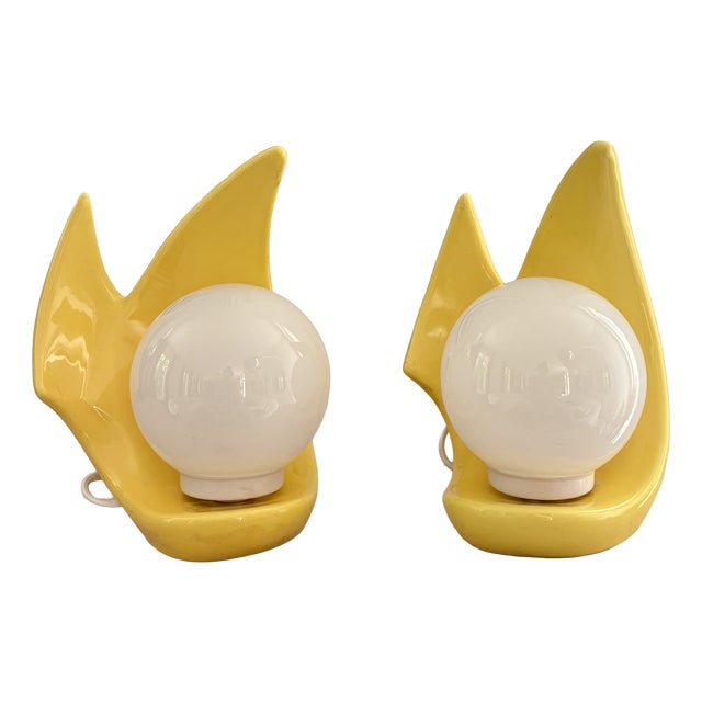 Bright Yellow Pop Table Lamps, 1980, Set of 2 For Sale