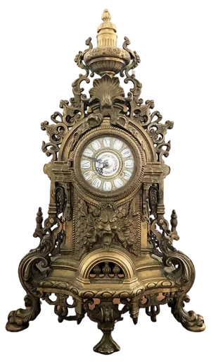 Decorative Golden Clock in Louis XIV Style, 1950s