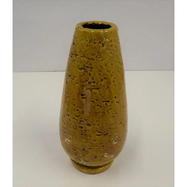 1940s 1940s Gunnar Nylund for Röstrand Organic Modern Mustard Yellow Chamotte Vase For Sale - Image 5 of 13