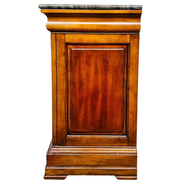 Late 20th Century Ethan Allen Townhouse Louis Philippe Burl Wood & Marble Top Commode For Sale - Image 11 of 18