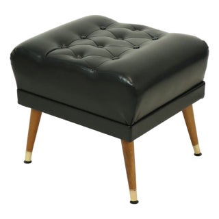 Vintage Black Ottoman with Conical Legs, 1960s For Sale