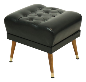 Vintage Black Ottoman with Conical Legs, 1960s