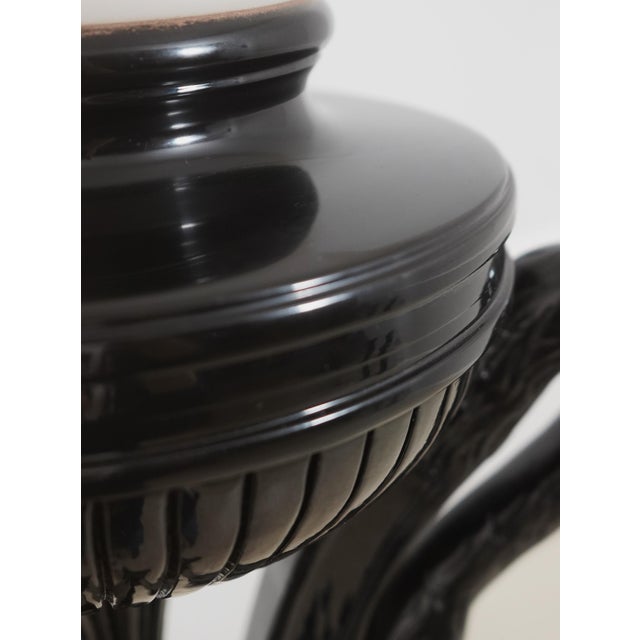 Black Vintage Art Deco Black Lacquer Swan Torichier Floor Lamp For Sale - Image 8 of 10