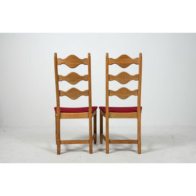 Brown Six Oak Dining Chairs Attributed to Henning Kjaernulf - 1970s For Sale - Image 8 of 10