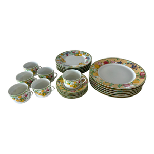 1990s Haviland & Co. Limoges Porcelain ‘Jardin D’Eden’ Dinnerware - Service for 6 - 24 Pieces