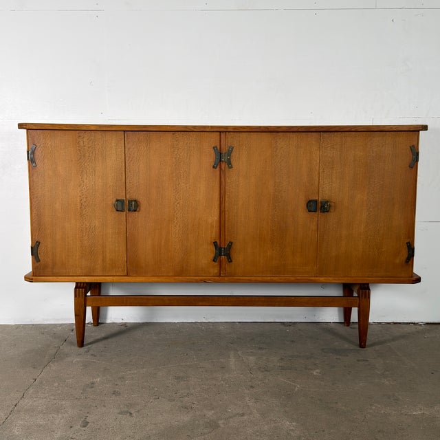 Danish Modern Sideboard in Oak and Brass by Henning Kjærnulf, 1960s For Sale - Image 12 of 12