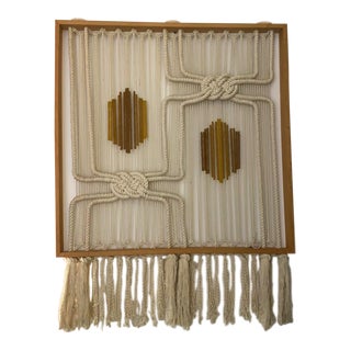 Mid Century Baumann Macrame Textile Wall Hanging For Sale