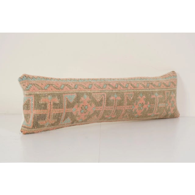 Mid-Century Modern Vintage Faded Turkish Rug Pillow Cover 8" X 34" For Sale - Image 3 of 5