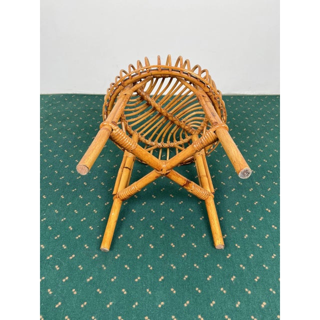 Mid-Century Modern Bamboo Rattan Stool, Italy, 1960s For Sale - Image 8 of 9