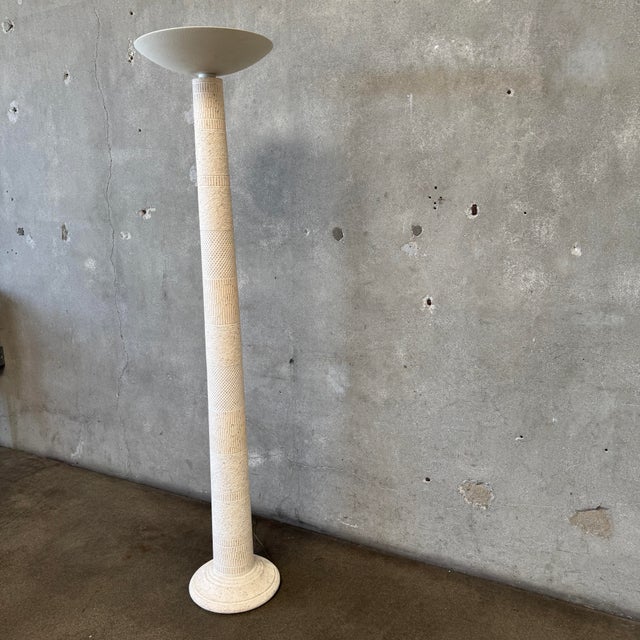 Postmodern 1980s Post Modern Cream Plaster Column Floor Lamp For Sale - Image 3 of 12