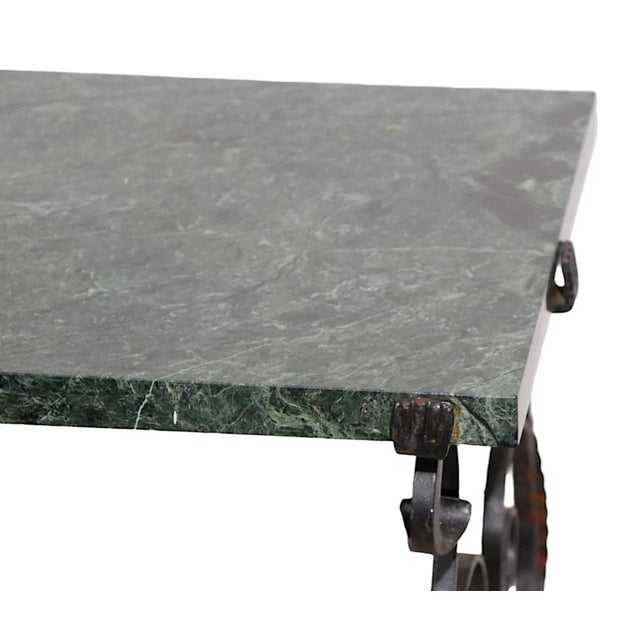 Gothic Revival Spanish Style Marble Top Wrought Iron Base Table Circa 1900-1930 For Sale - Image 11 of 13