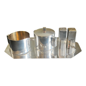 Merle D, Faber Quadruple Silver Plated Art Deco Skyscraper Design Five Piece Set