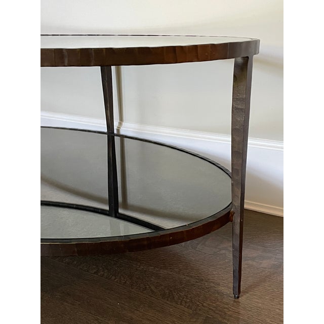 Crate & Barrel Clairemont Oval Coffee Table With Antiqued Mirror Shelf