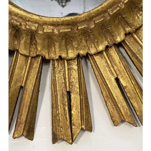 French Gilt Sunburst or Starburst Mirror (Diameter 15 5/8) For Sale - Image 11 of 12