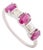 14k White Gold Statement Oval Ruby and Baguette Diamond Three Stone Ring Size 5.5 For Sale