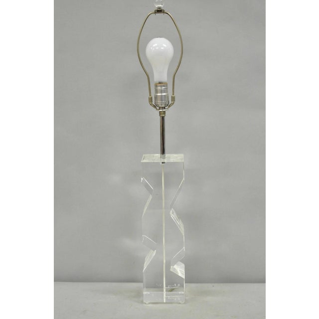 Les Prismatiques Vintage Les Prismatiques Mid Century Modern Lucite Zig Zag Table Lamp, Signed For Sale - Image 4 of 12