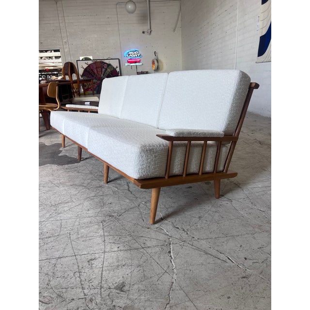 Wood Reupholstered Vintage Spindle Back Sofa by Manuel Martin For Sale - Image 7 of 8