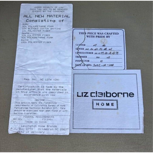 Timeless Elegance of a Liz Claiborne Leather Sofa With the Charm of a Lillian August Armchair and Ottoman. For Sale In Raleigh - Image 6 of 12