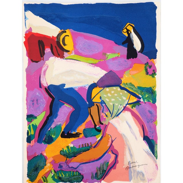 Pierre Ambrogiani, Provencal Lavender Field, Lithograph For Sale