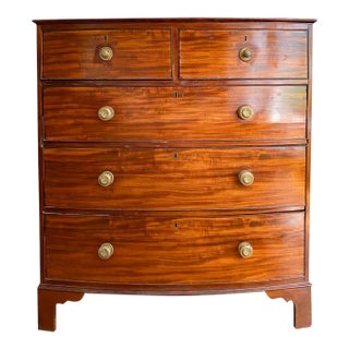 Antique Early 1800s British Neoclassical Mahogany Bowfront Chest of Drawers For Sale