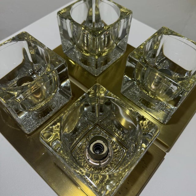 1970s Vintage Wall Lamps in Ice Glass and Brass from Peill & Putzler, 1970s, Set of 2 For Sale - Image 5 of 18