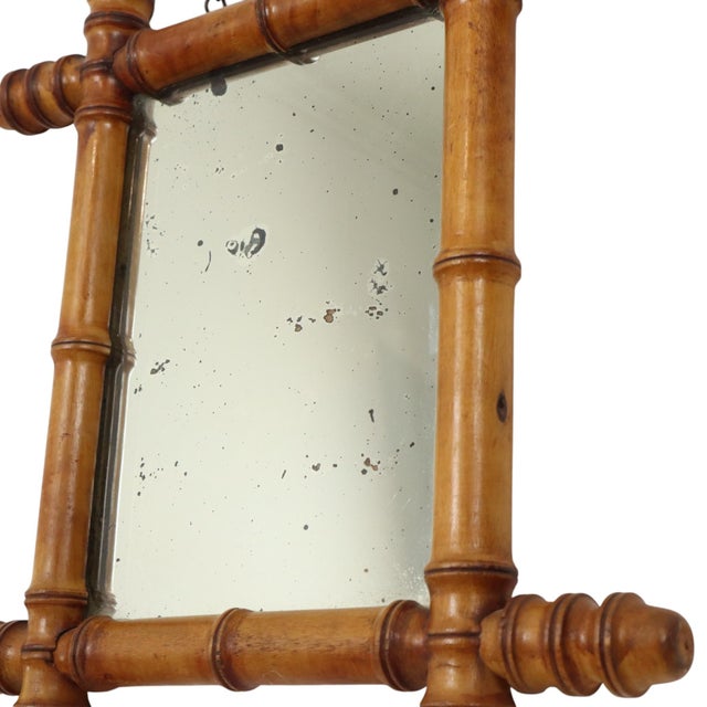 Antique Wooden Faux Bamboo Chinoiserie Mirror, 1890s For Sale - Image 11 of 14