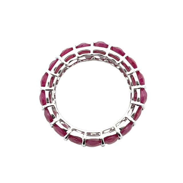 Metal 14k White Gold Natural Ruby Eternity Band, Size 6.5 For Sale - Image 7 of 9