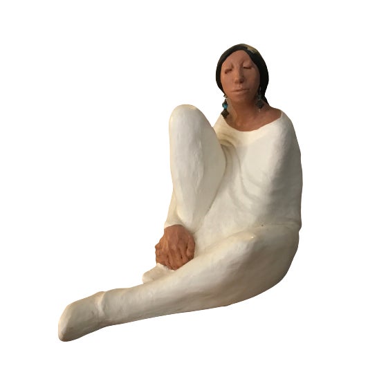 1990s Vintage Ceramic Southwestern Female Figurine Sculpture For Sale - Image 5 of 8