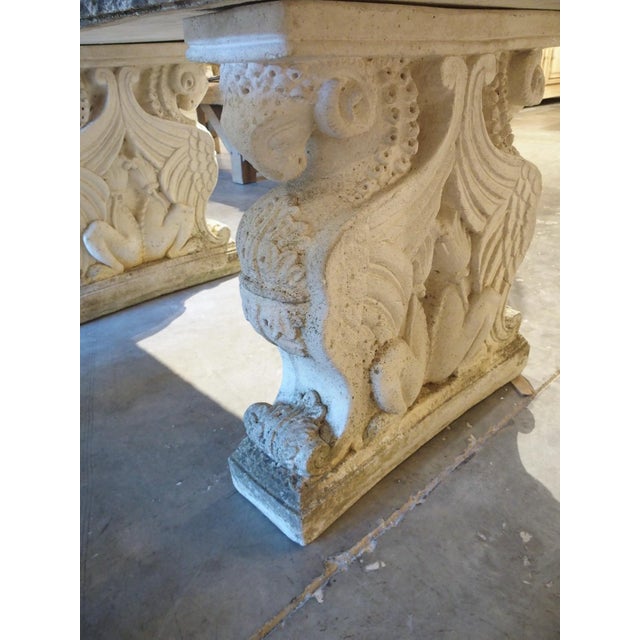 Italian Neoclassical Style Garden Table With Winged Rams Heads Decor, 1900s For Sale - Image 13 of 18