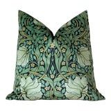 Image of Art Nouveau William Morris Pimpernel Green Velvet Euro Sham For Sale