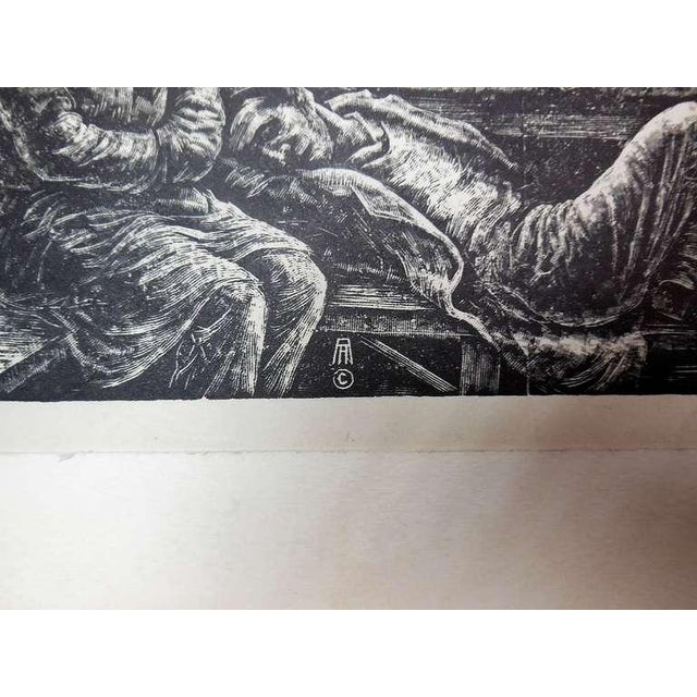 Realism Albert Abramovitz, Rare Judaica Shtetl Synagogue interior Study House For Sale - Image 3 of 3