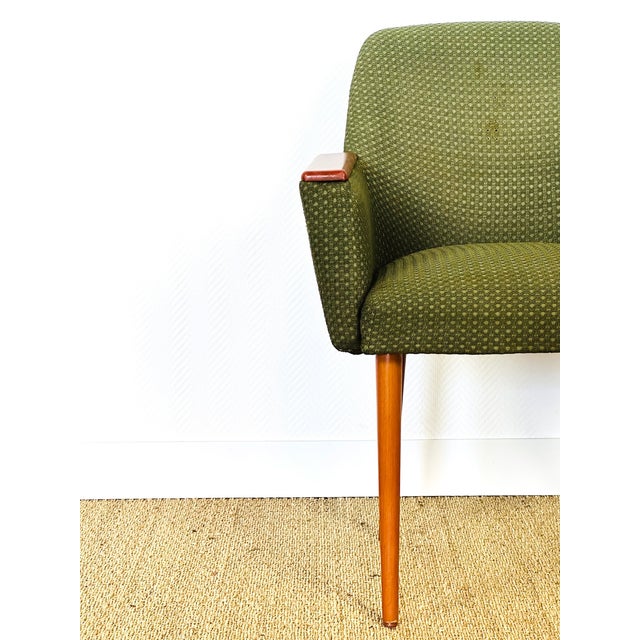 Vintage Chair in Green Upholstery, 1960 For Sale - Image 11 of 12
