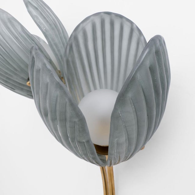 Metal Murano Glass and Brass Tulips Sconces, 2000s, Set of 2 For Sale - Image 7 of 11