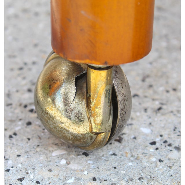 Vintage Faux Bamboo Armchairs on Casters – Pair of Hollywood Regency / Campaign Style Lounge Chairs For Sale - Image 13 of 15