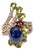 Bochic "Orient" Vintage Blue Sapphire&Multi Gem Cocktail Ring 18K Gold & Silver For Sale