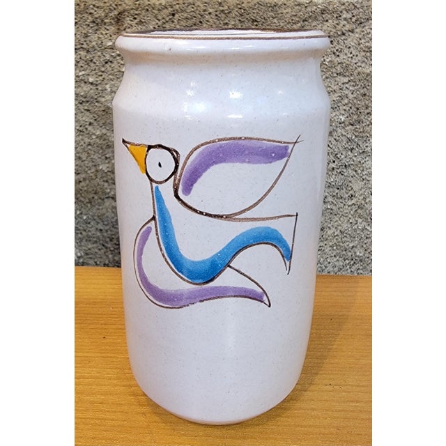 Hand-painted ceramic vase by Desimone, Italy, circa. 1970's. Signed on base. 5.63 inches high. 3.13 inch diameter.