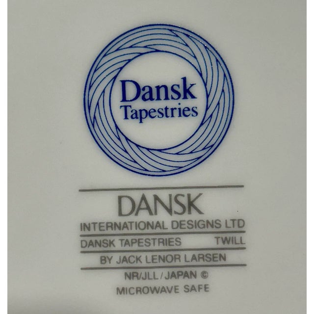 1980s Navy Blue and Gray Striped Dansk “Tapestry” Dinnerware by Jack Lear Larso - 10 Pieces For Sale - Image 5 of 9