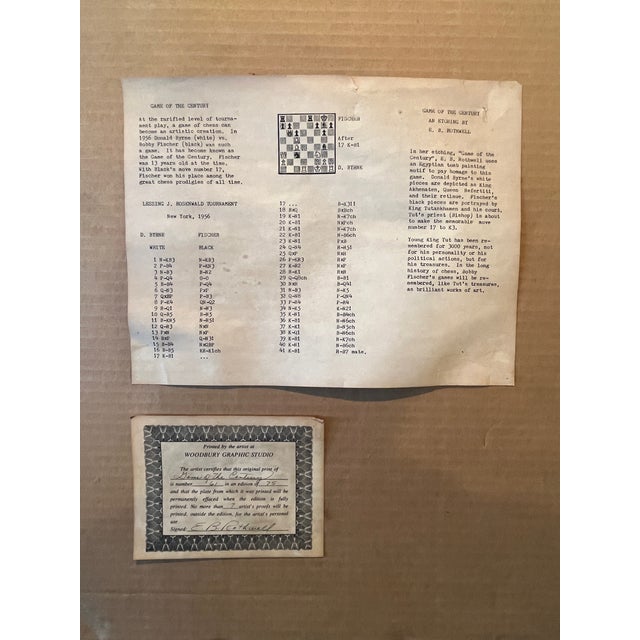 Mid-Century Modern 1950s E.B. Rothwell "Game of the Century" Signed Etching 61/75 Bobby Fischer Chess For Sale - Image 3 of 6