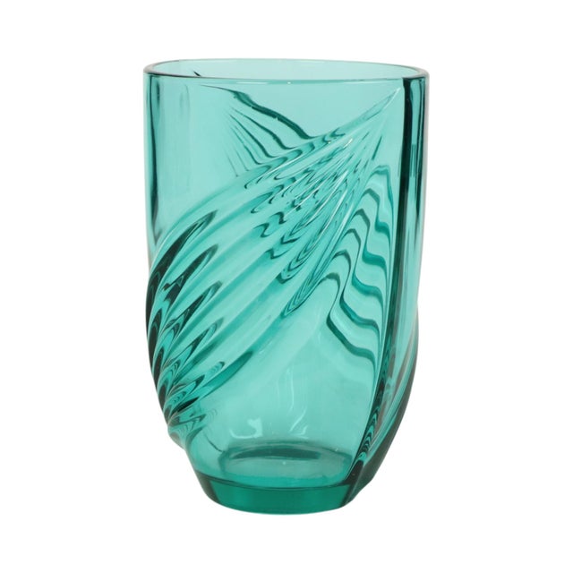 Vintage Turquoise Blue Glass Vase from Luminarc France, 1980s For Sale - Image 10 of 12