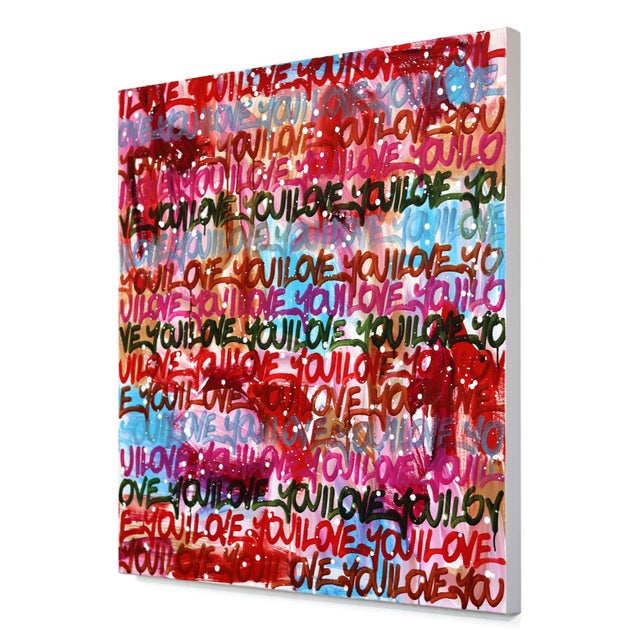 Contemporary Her Love Shines So Bright - Original Colorful Text Abstract Mixed Media Painting on Canvas by Amber Goldhammer For Sale - Image 3 of 9