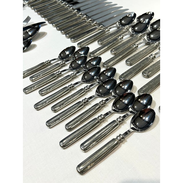 Transitional William-Sonoma Alton Pewter Flatware Set - 60 Pieces For Sale - Image 3 of 4