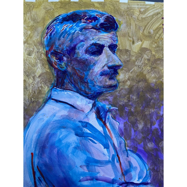 Contemporary original William Faulkner abstract expressionist portrait painting. Signed and dated. Measures 20x26.5. Check...