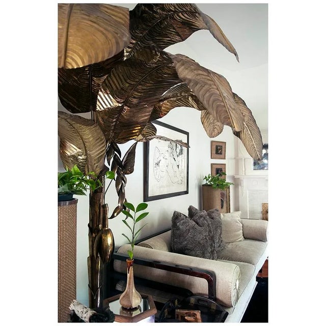 1970s 1970s Hollywood Regency Brass Banana Tree Sculpture Attributed to Maison Jansen For Sale - Image 5 of 12