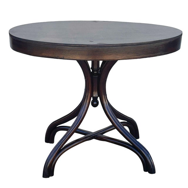 Late Victorian Polished Oak Bent Wood Oval Dining Table by Mundus Thonet For Sale In Los Angeles - Image 6 of 9