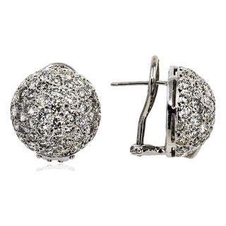 Late 20th Century Pair of Pave Diamond Dome Earrings For Sale