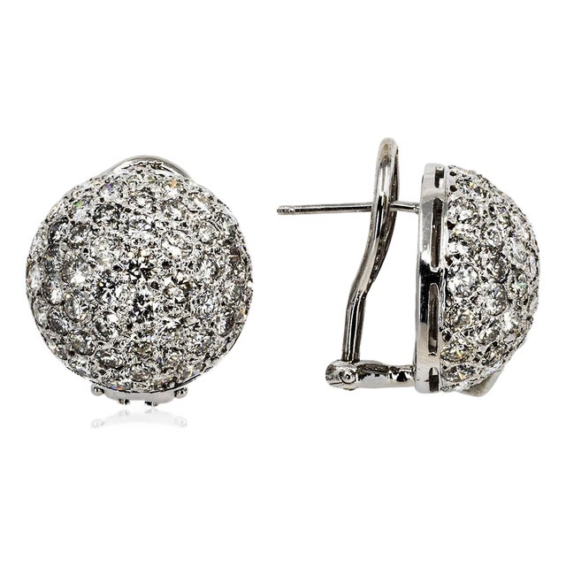 Late 20th Century Pair of Pave Diamond Dome Earrings For Sale