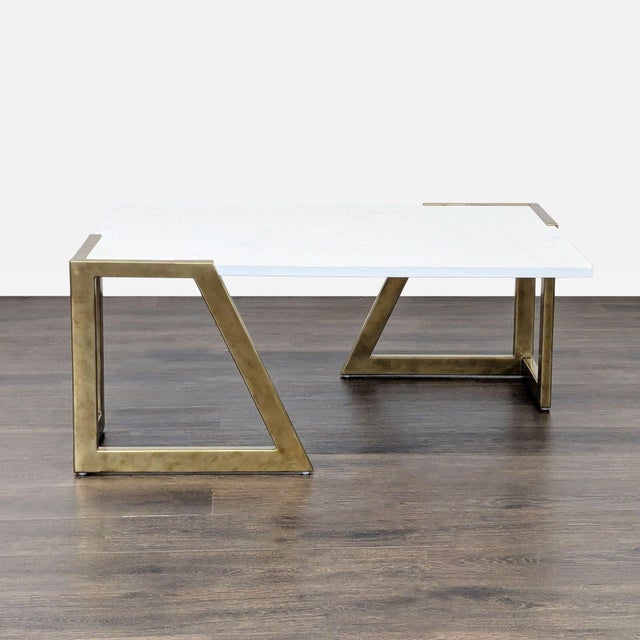 Resting on metal sled legs in a warm brass finish Brand Century Furniture Dimensions 43.3ʺW x 30.8ʺD x 16.3ʺH Item ID...